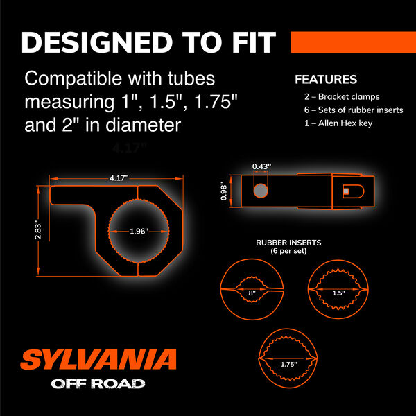 SYLVANIA Tube Mount Clamp Brackets - 1 to 2 Inch, , hi-res