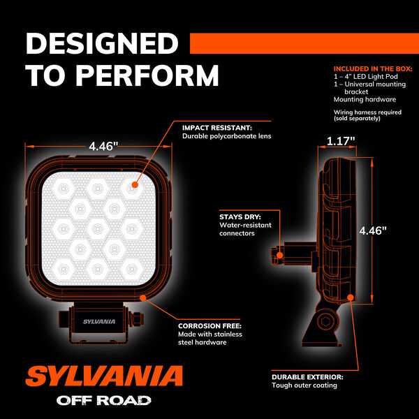 SYLVANIA Rugged 4 Inch LED Pod Cube - Flood, , hi-res
