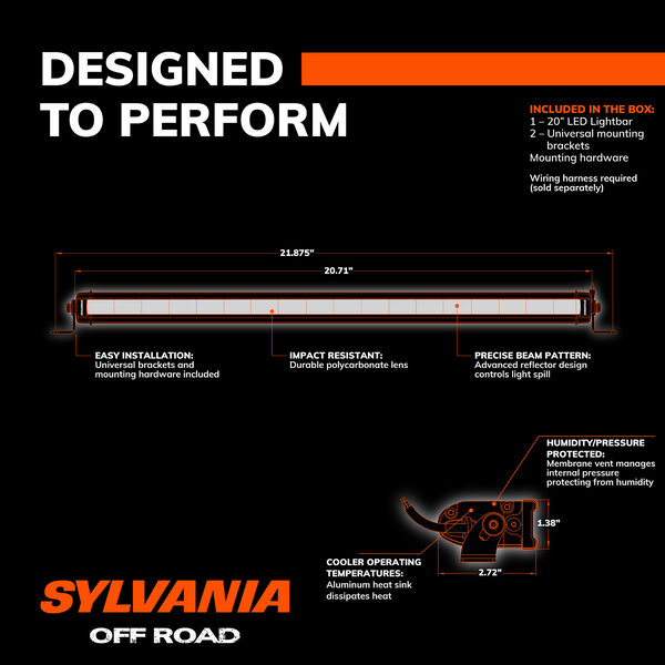 SYLVANIA Slim 20 Inch LED Light Bar - Spot, , hi-res