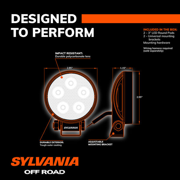 SYLVANIA Slim 3 Inch LED Pod Round - Spot, , hi-res